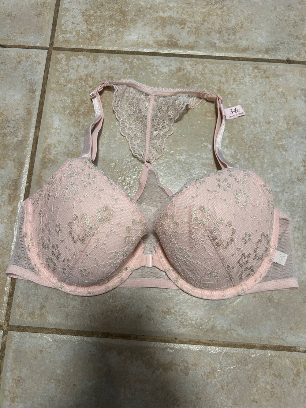NWT Victoria's Secret Pink Lace Demi Bra Women's size 34C